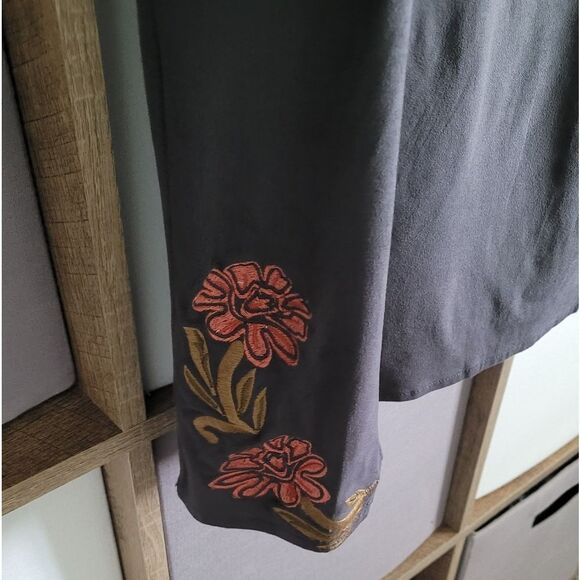THML Gray Faux Suede Boho Dress with Floral Embroidery Medium - Picture 7 of 14